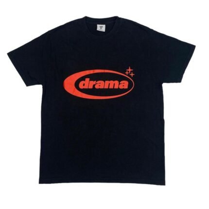 Close-up of Details on Drama Call Black/Red T-shirt